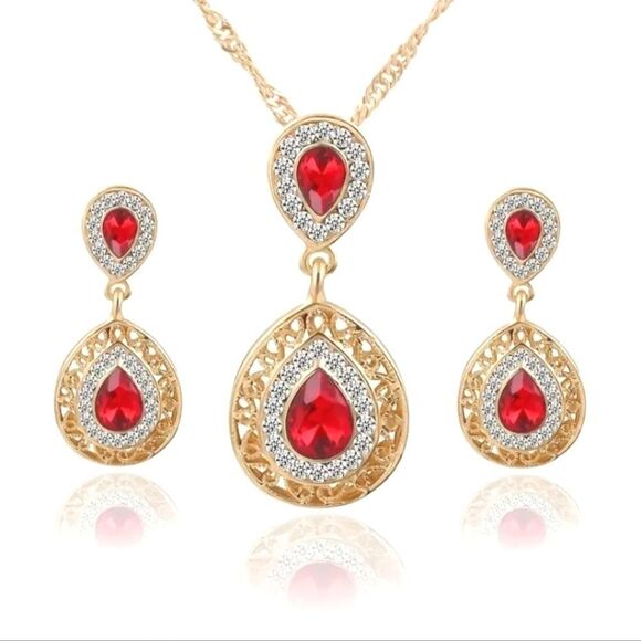 Stunning Double Water Drop Shape Jewelry Set - Picture 1 of 8
